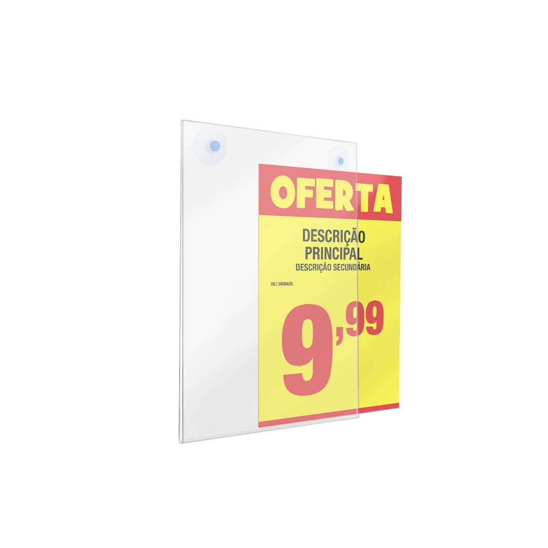 Porta-cartaz A4 Vertical com Ventosa